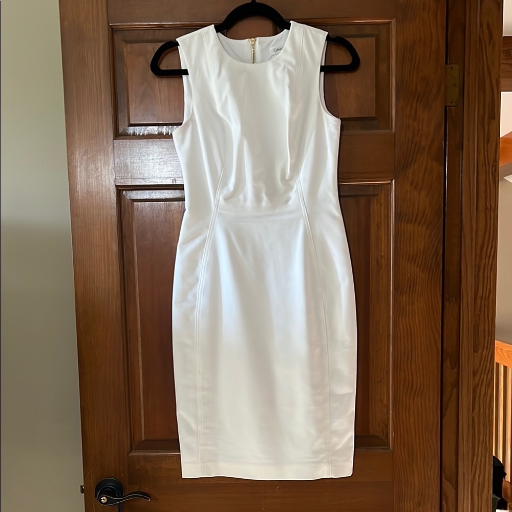 Elegant White Sleeveless Dress by Calvin Klein